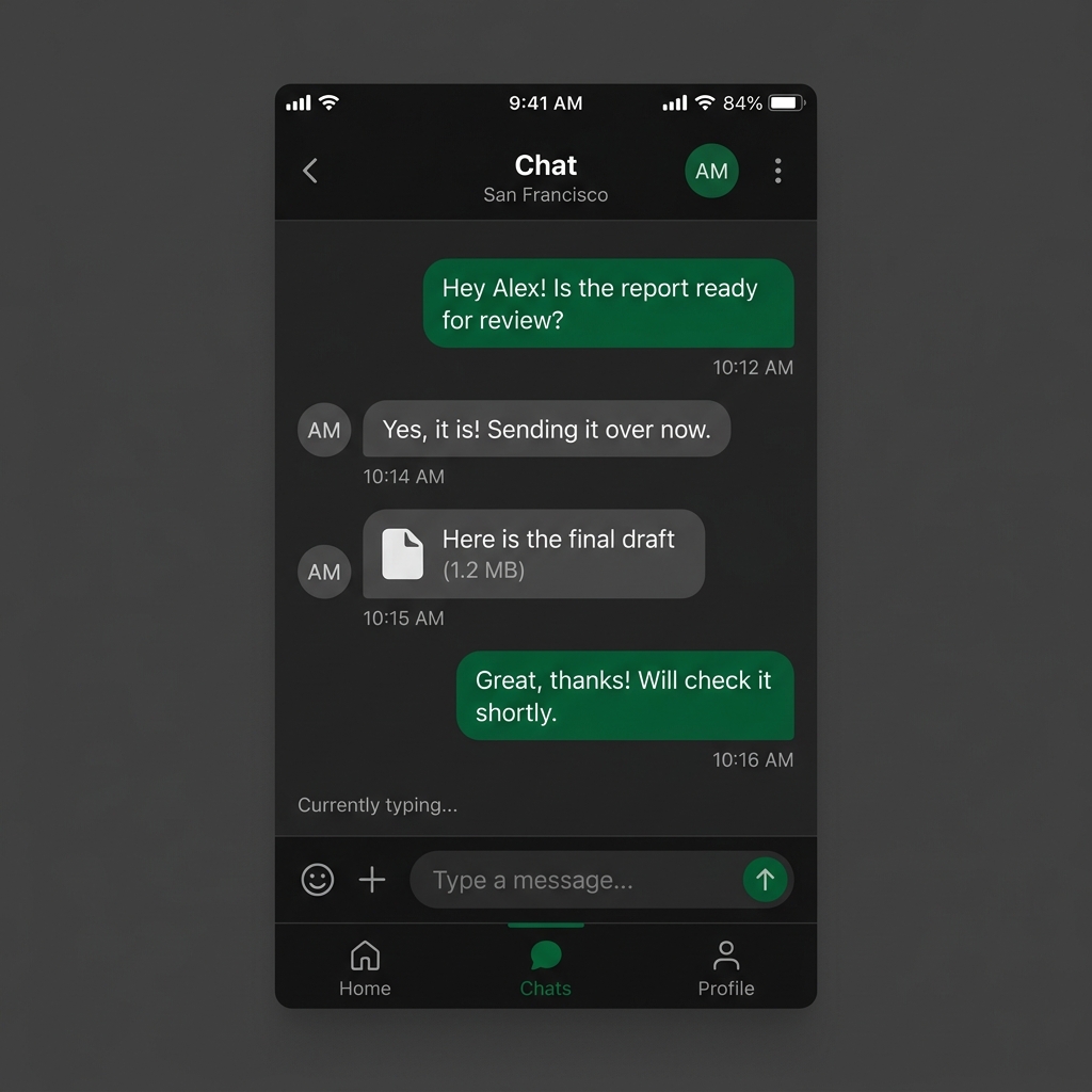 MyChat mobile chat screens interface mockup